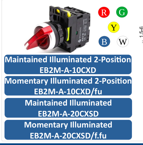 Illuminated Long Lever Selector EB2M-A-20CX